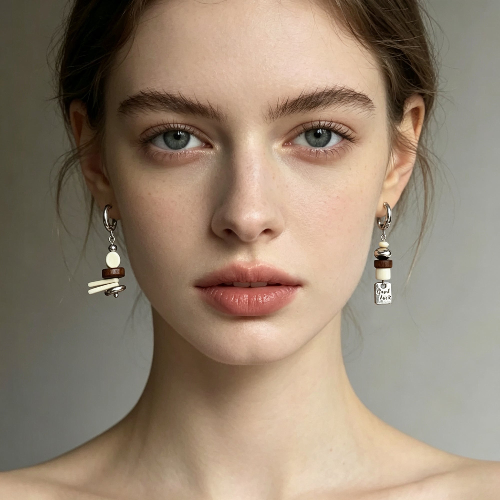 Artistic versatile irregular bead stud earrings