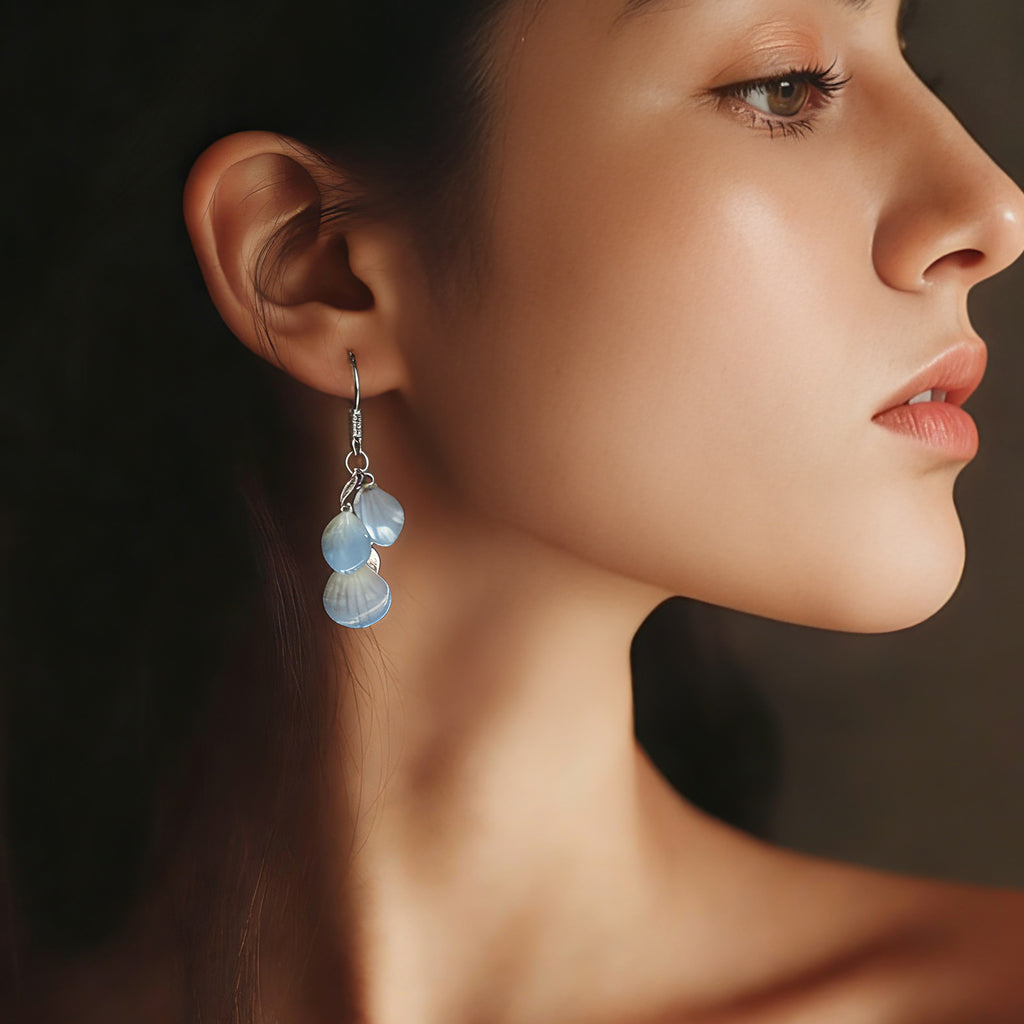 Silver-plated finial fringed earrings