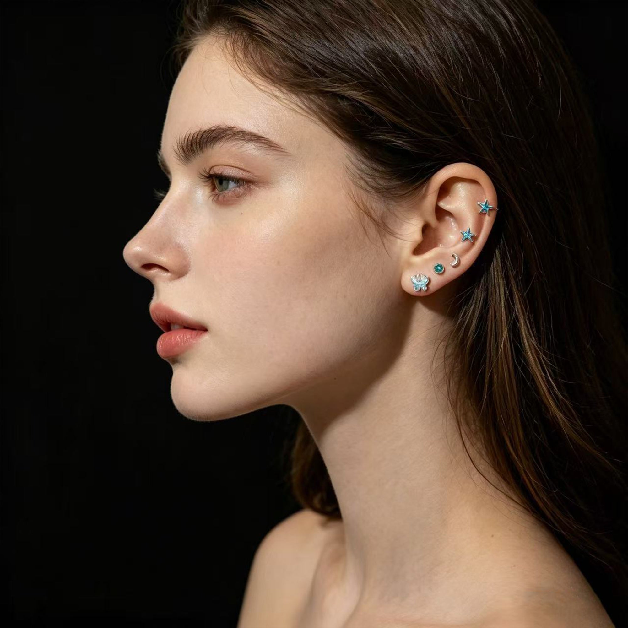 Ocean-style mixed and versatile stud earrings