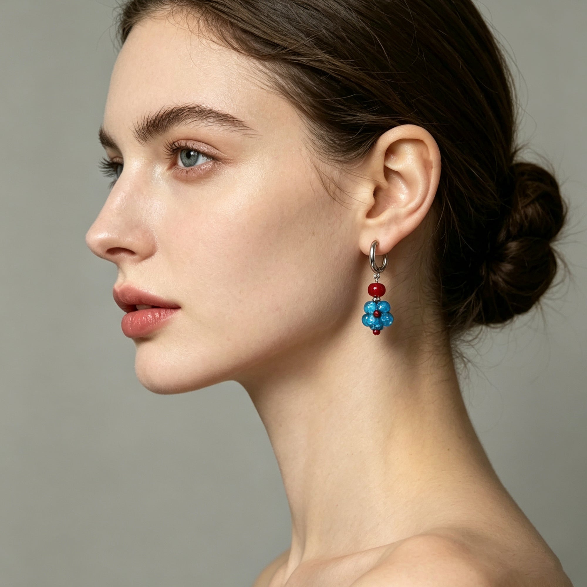 Asymmetric Dopamine Flower Hoop Earrings