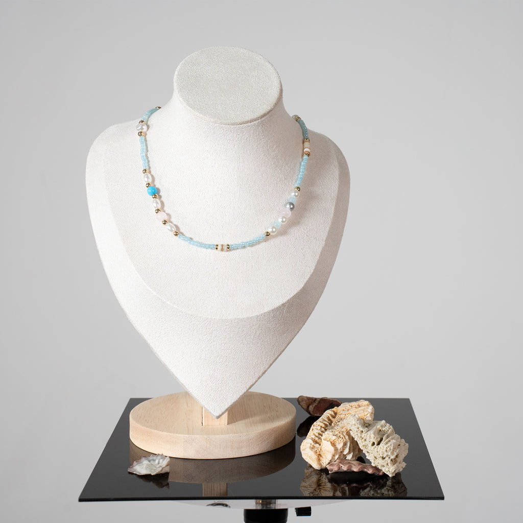 Irregular mother of pearl bead necklace