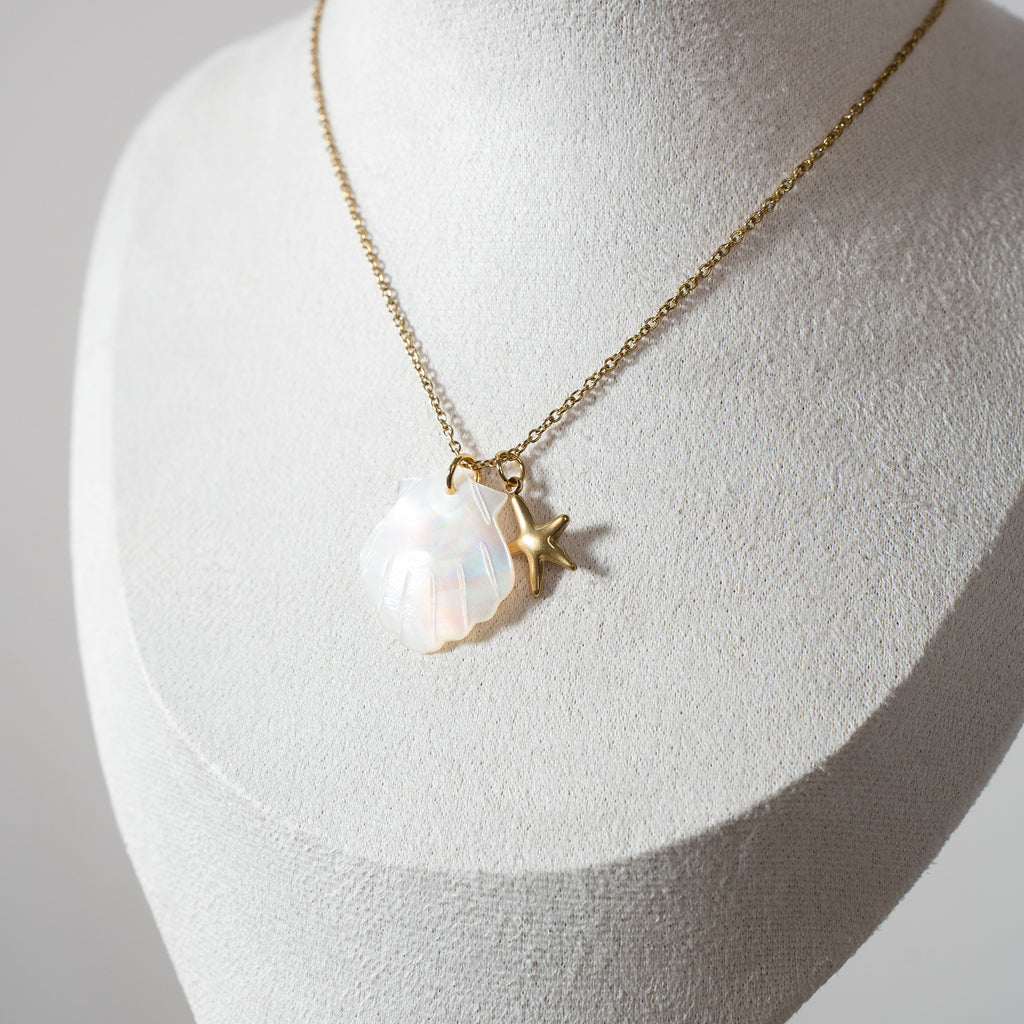 Summer Seashell Beach Gathering Pendant Necklace