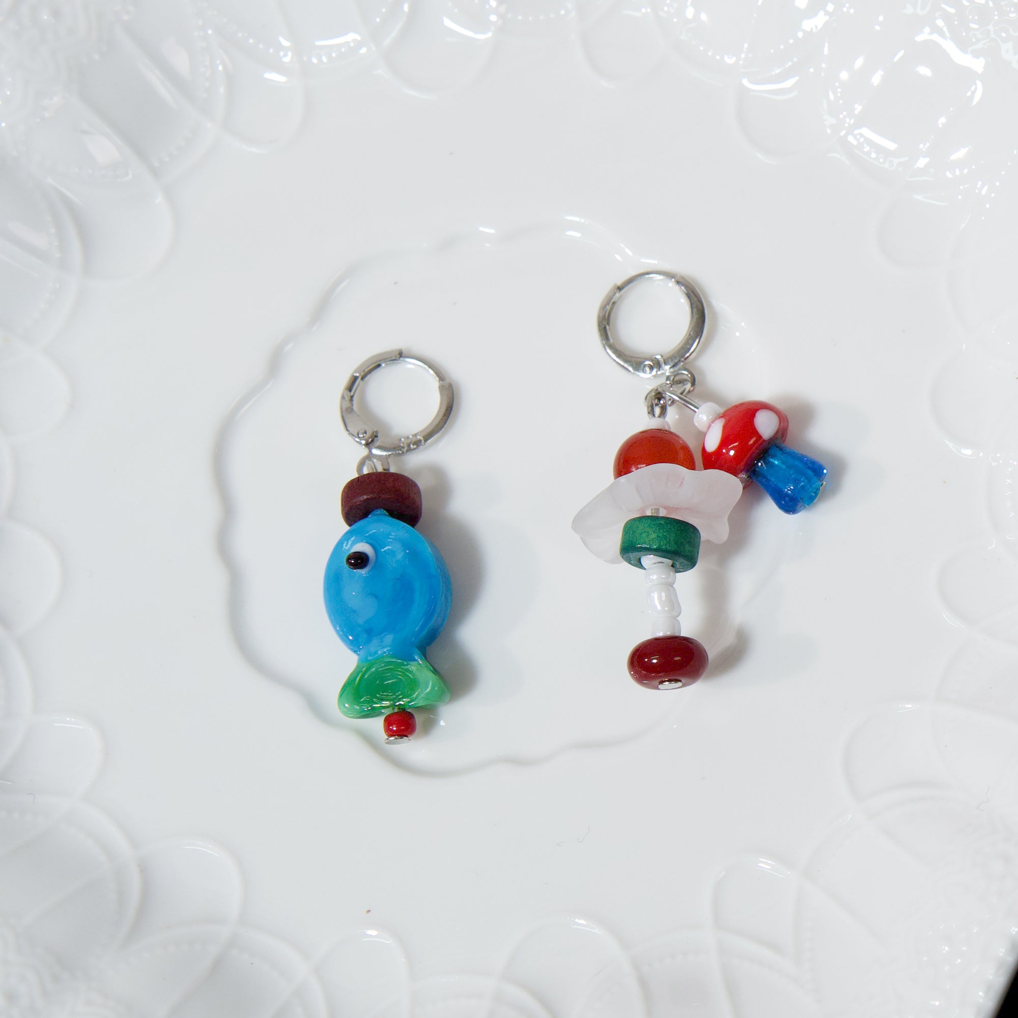 Vintage Playful Color Block Hoop Earrings