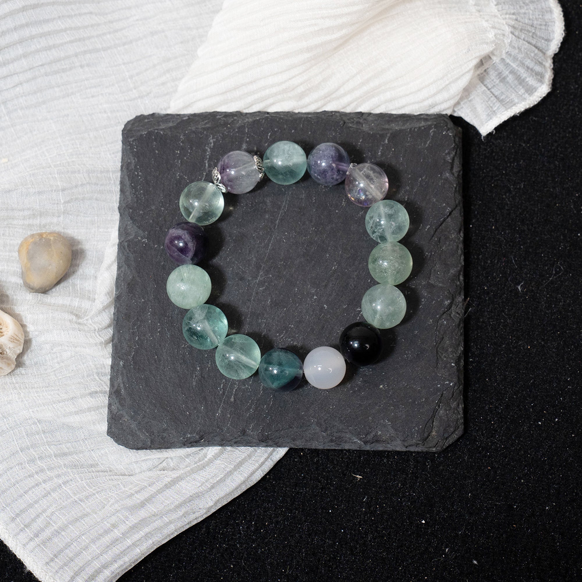 Natural Crystal & Colorful Fluorite Lucky Beaded Bracelet