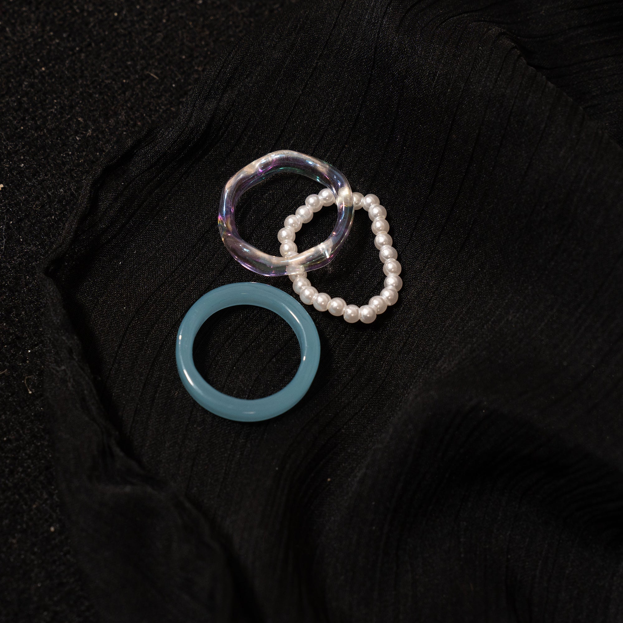 Lightweight Colorful Resin Chunky Ring Stacking Set