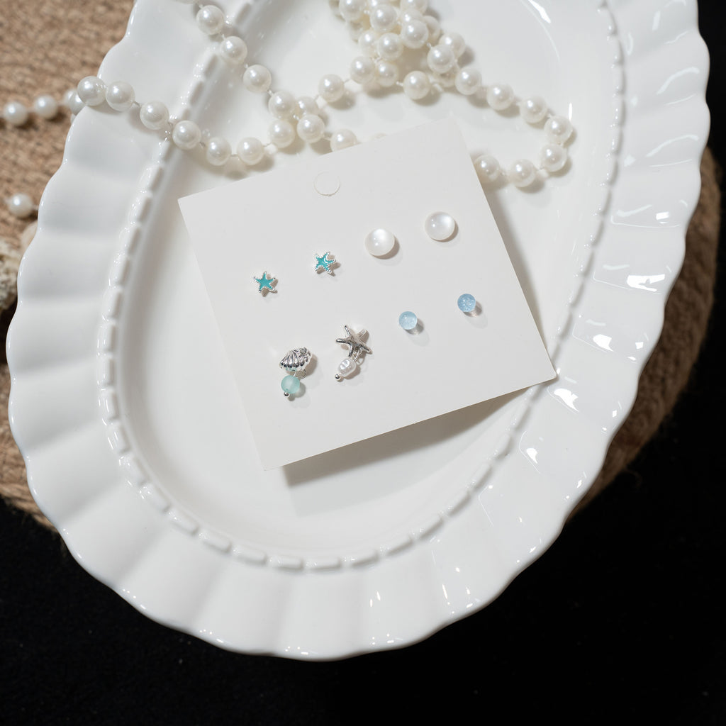 Ocean-style mixed and versatile stud earrings