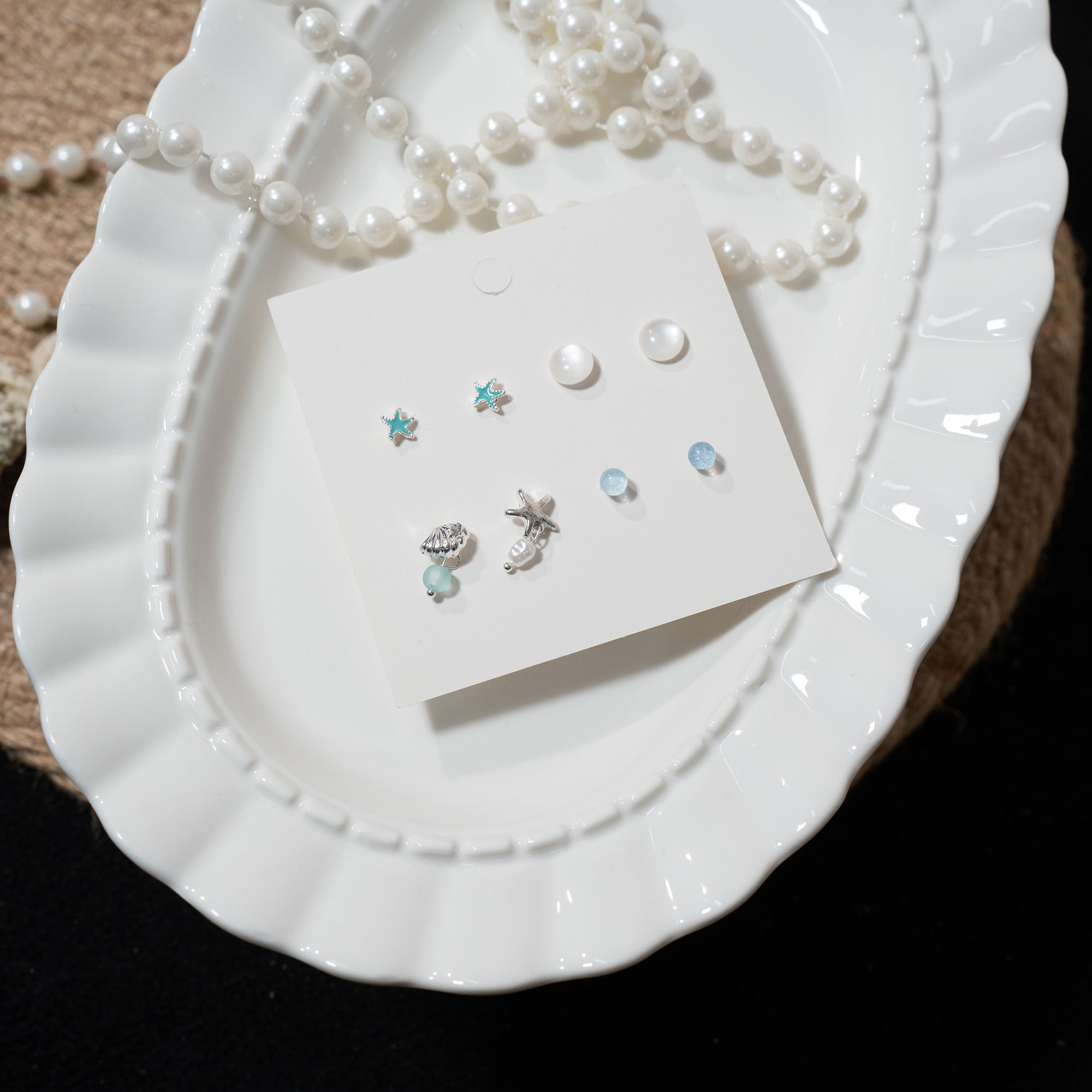 Ocean-style mixed and versatile stud earrings