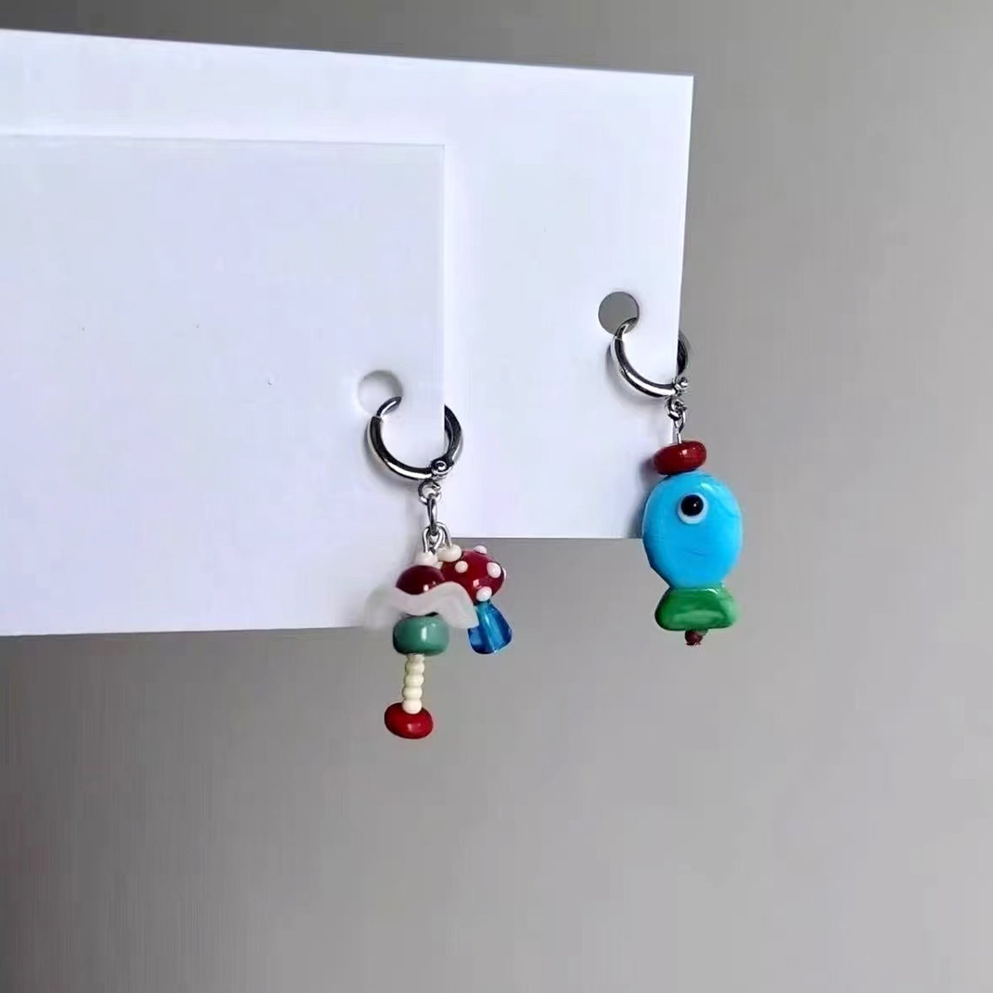 Vintage Playful Color Block Hoop Earrings