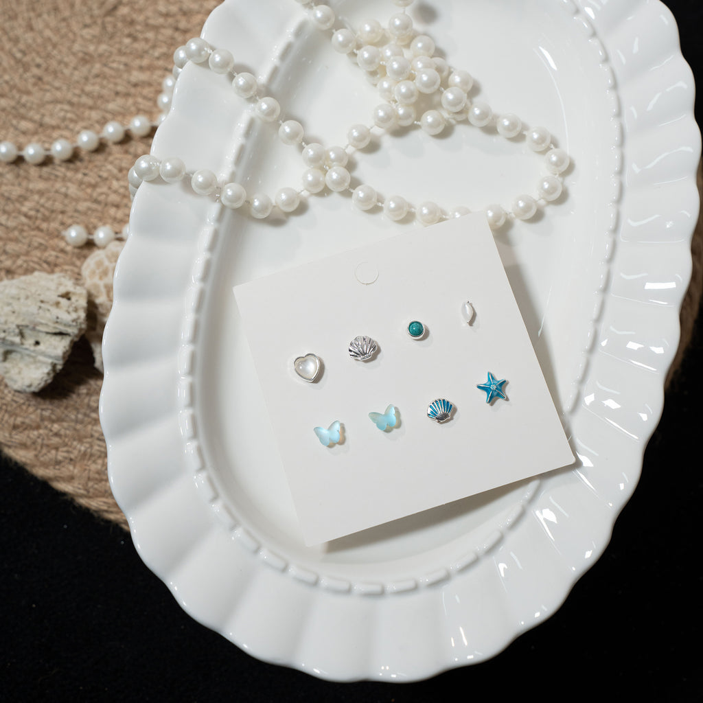 Ocean-style mixed and versatile stud earrings