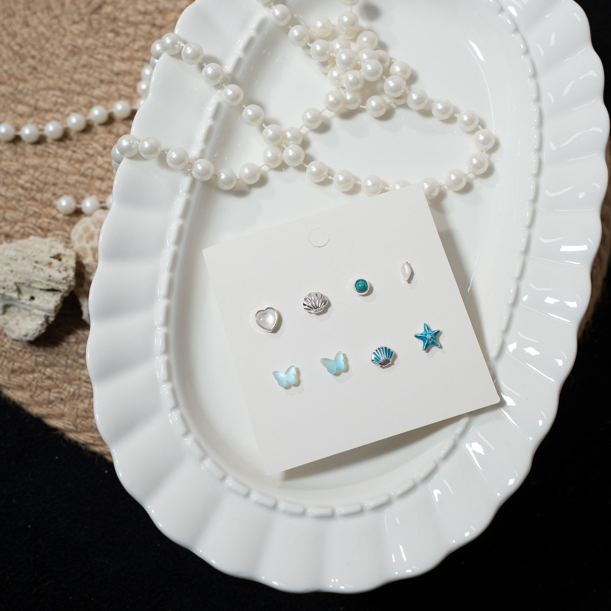 Ocean-style mixed and versatile stud earrings