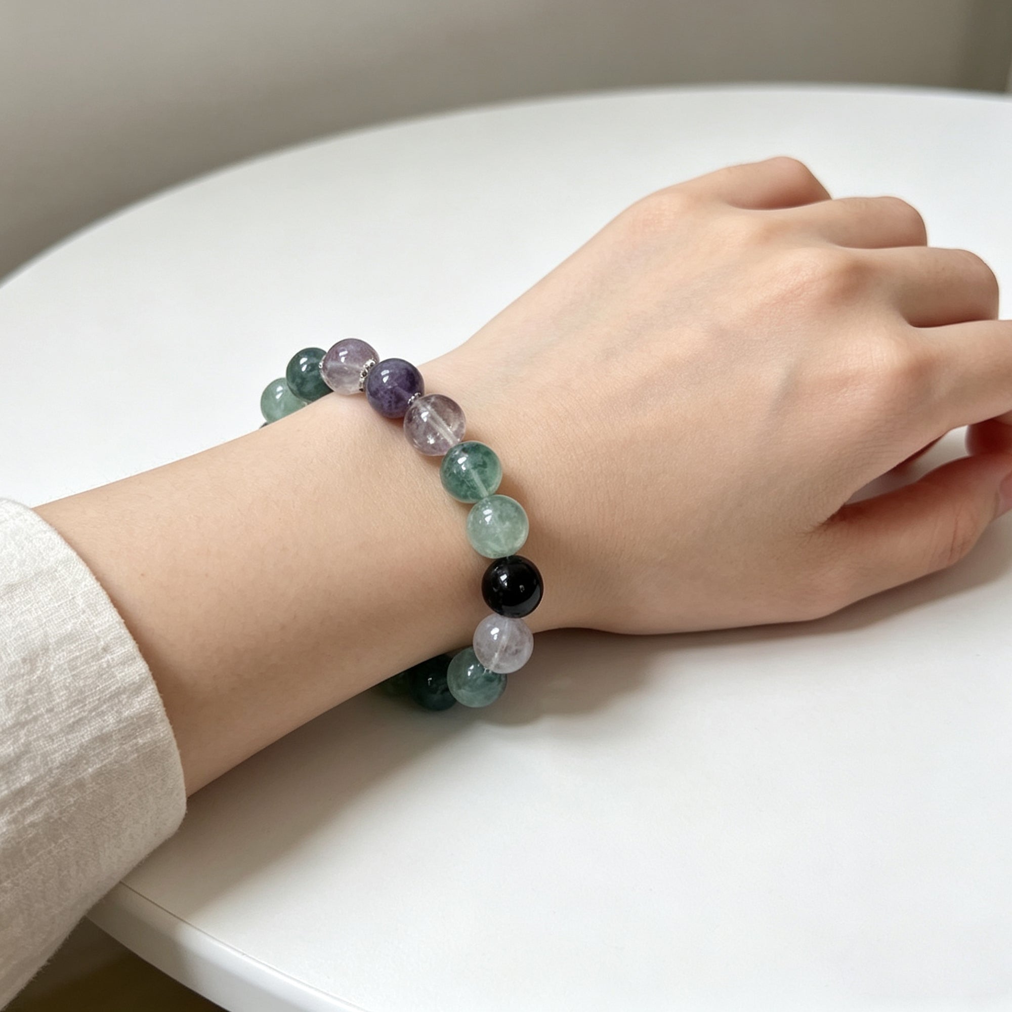 Natural Crystal & Colorful Fluorite Lucky Beaded Bracelet