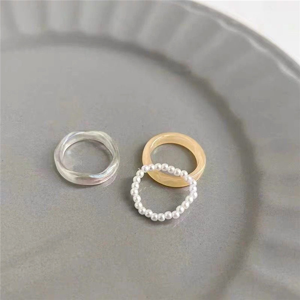 Lightweight Colorful Resin Chunky Ring Stacking Set