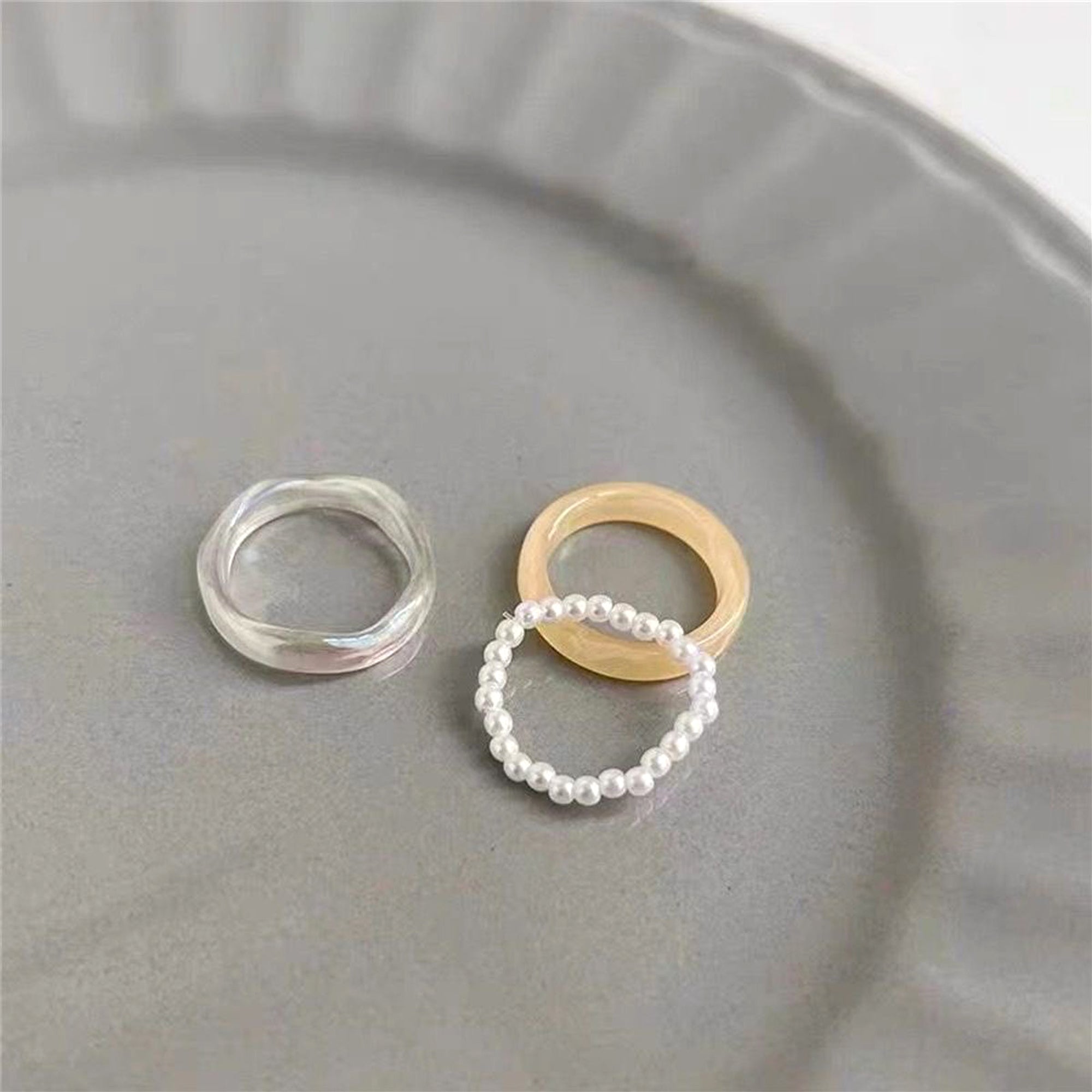 Lightweight Colorful Resin Chunky Ring Stacking Set