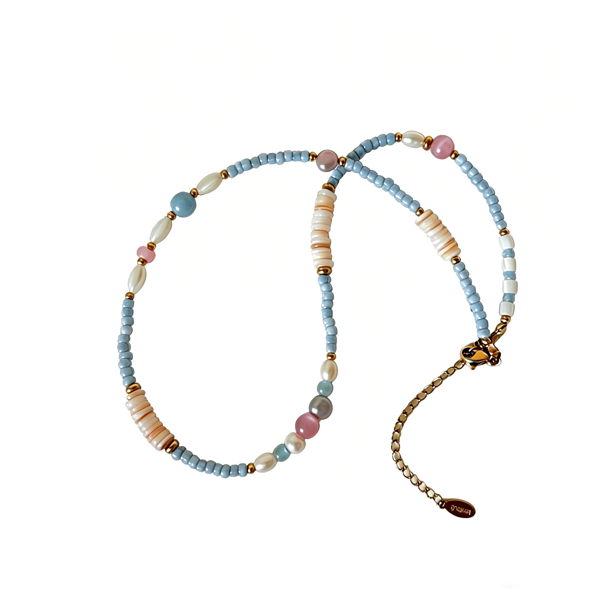 Irregular mother of pearl bead necklace