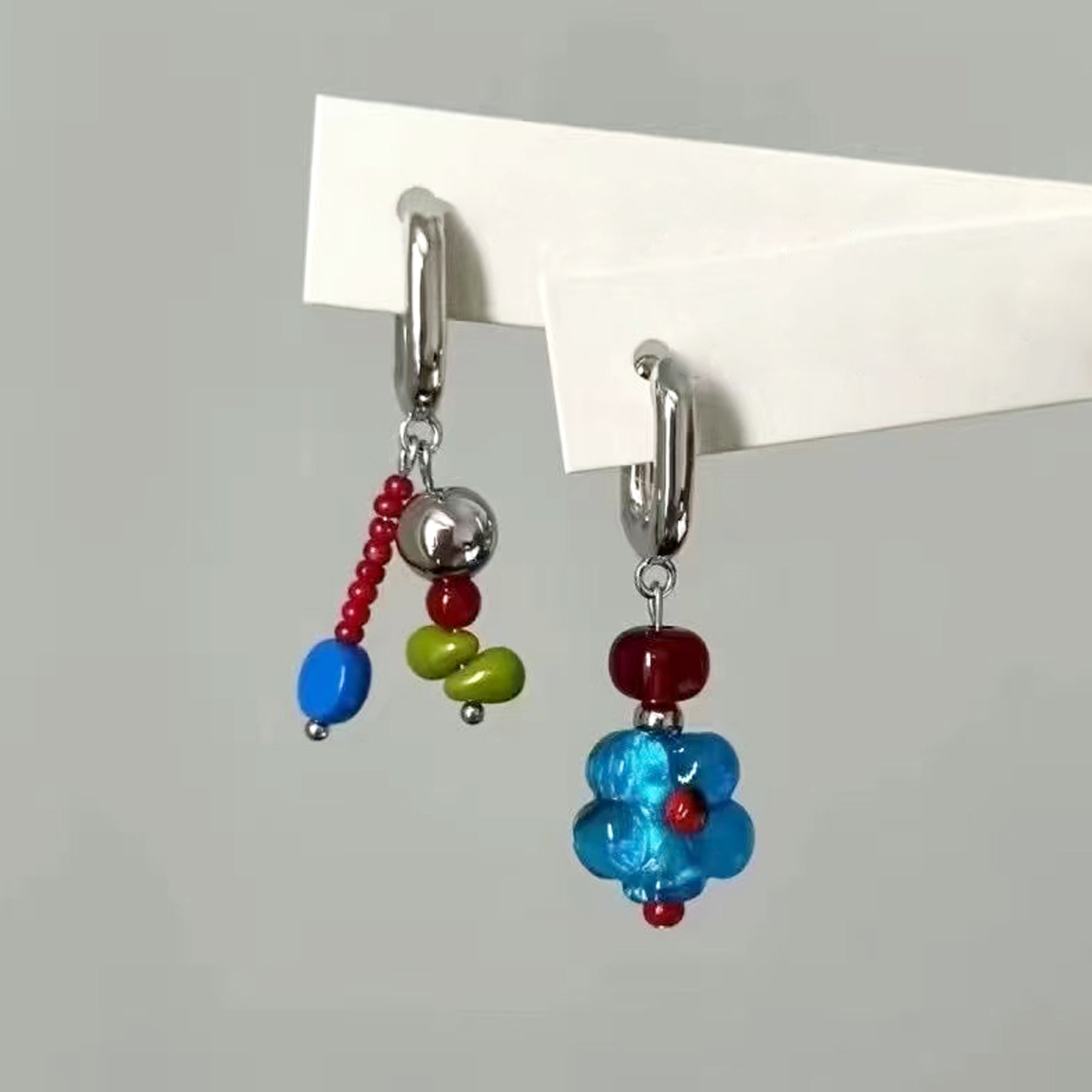 Asymmetric Dopamine Flower Hoop Earrings