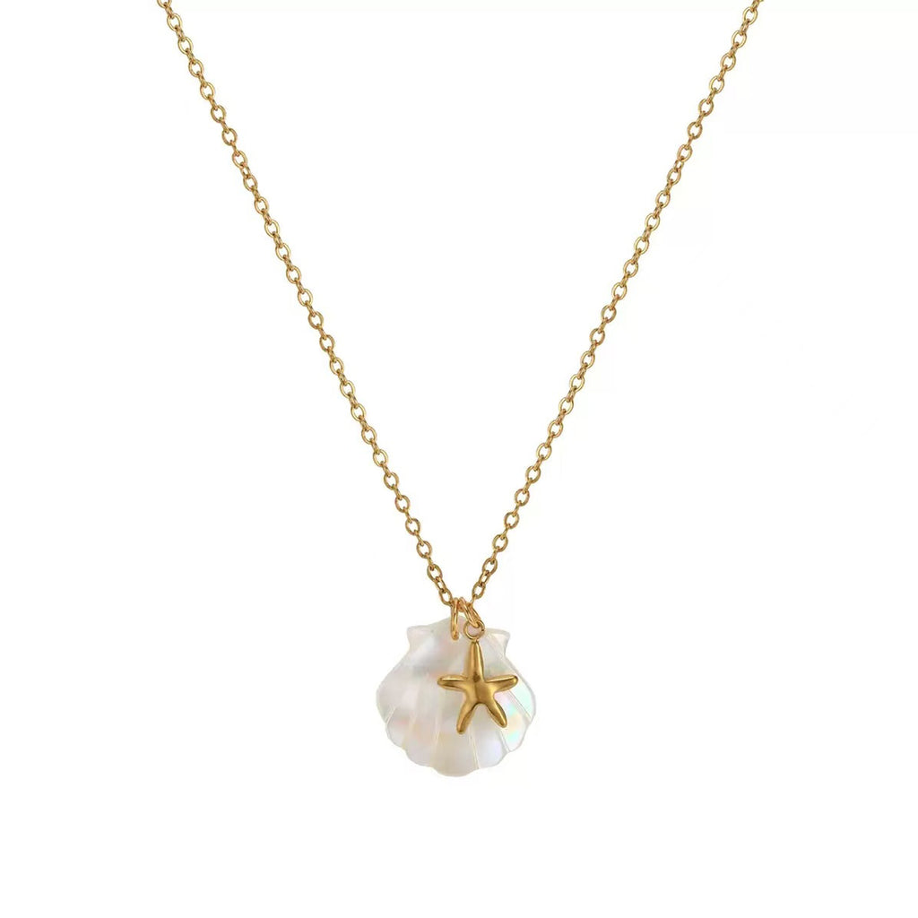 Summer Seashell Beach Gathering Pendant Necklace