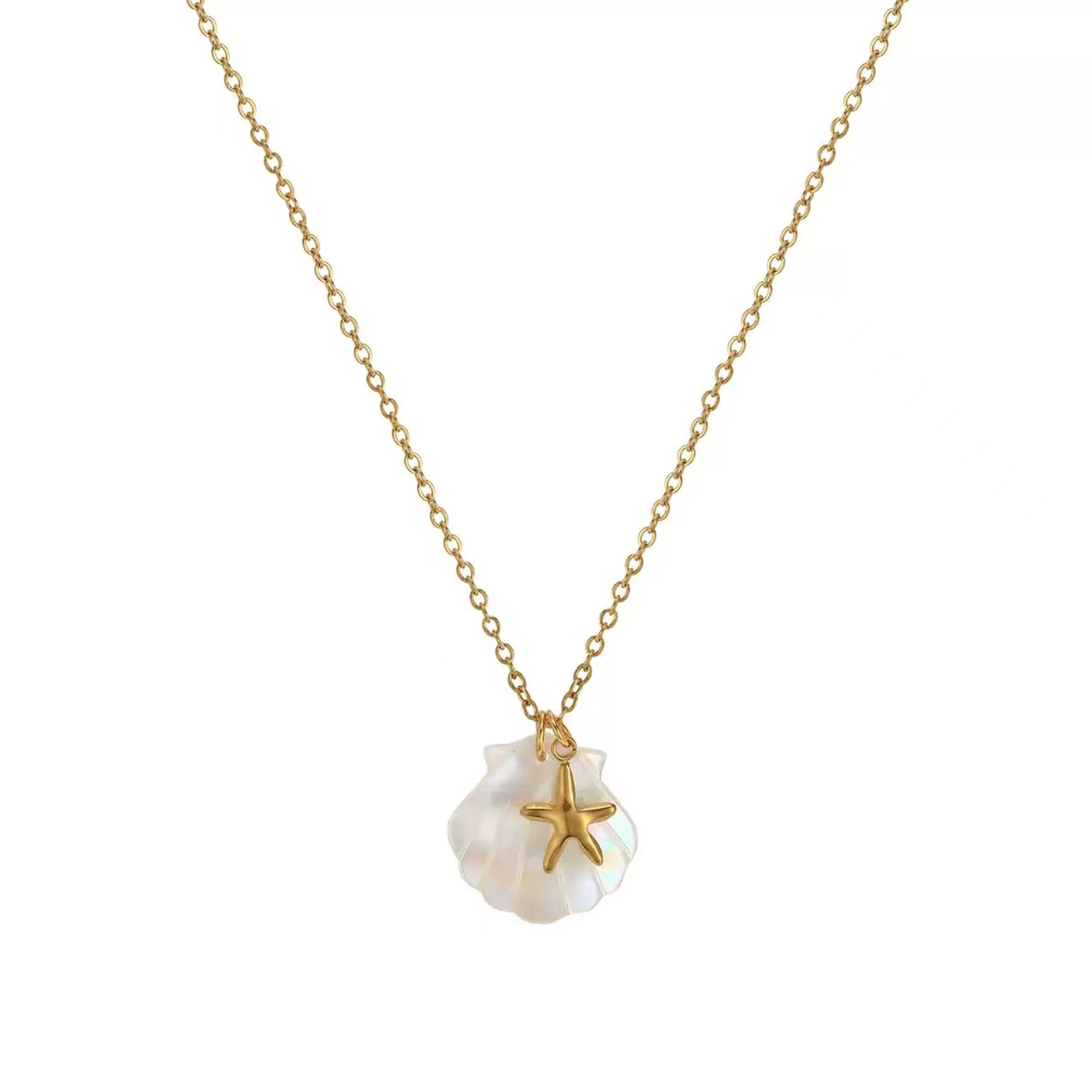 Summer Seashell Beach Gathering Pendant Necklace
