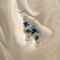 Light blue irregular stone bead earrings