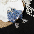 Blue Handmade Round Sequins Fish Scale Tassel Creative Earrings
