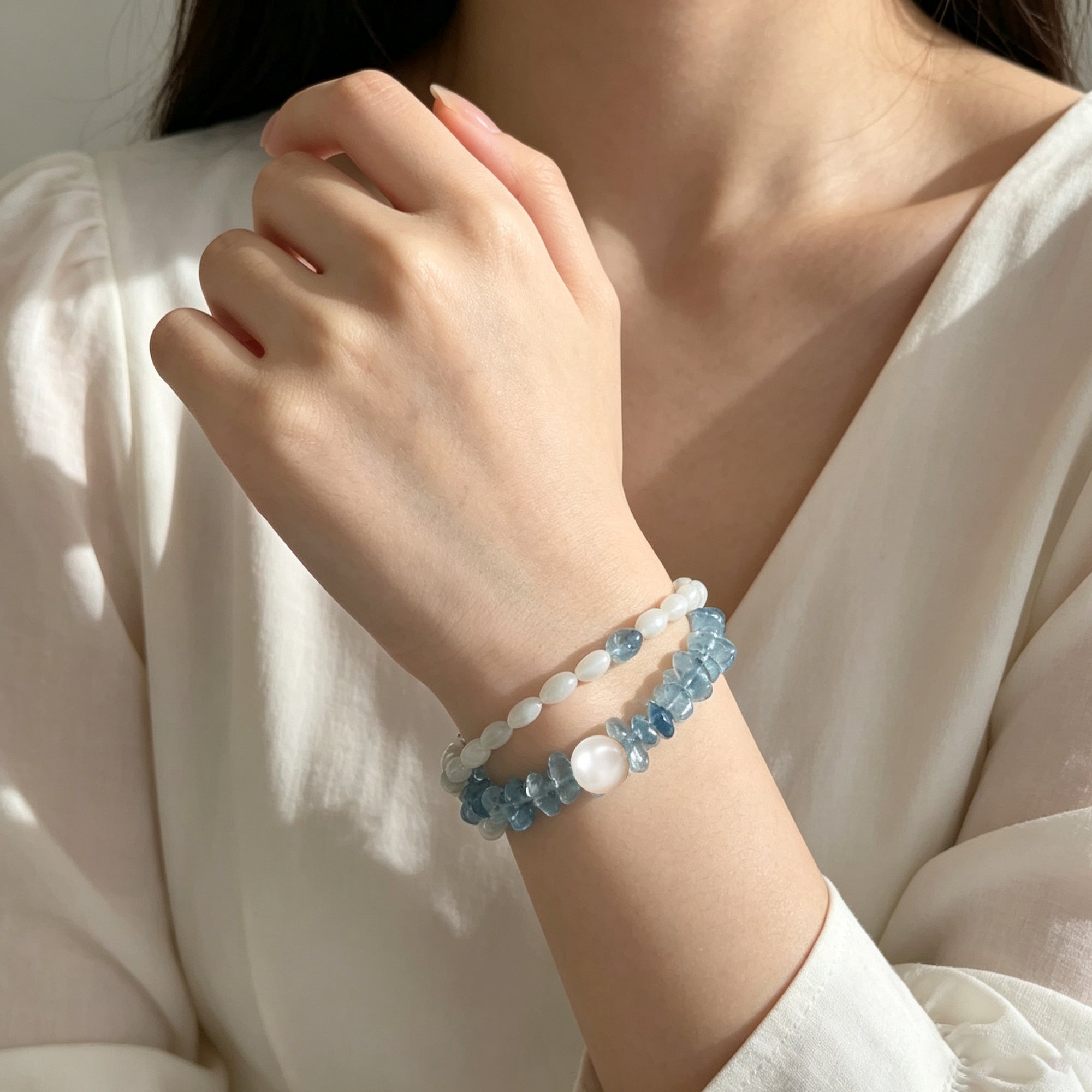 Mixed Irregular Pearl Stacking Beaded Bracelet