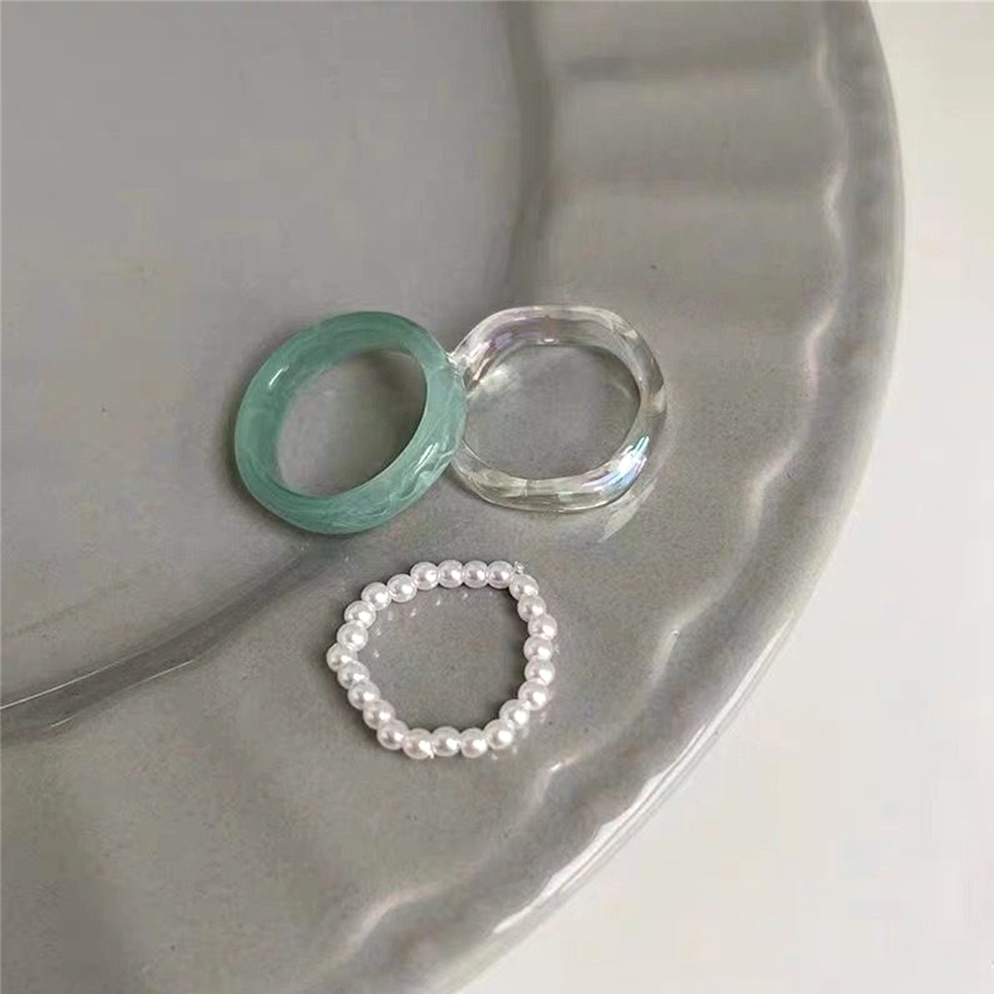 Lightweight Colorful Resin Chunky Ring Stacking Set
