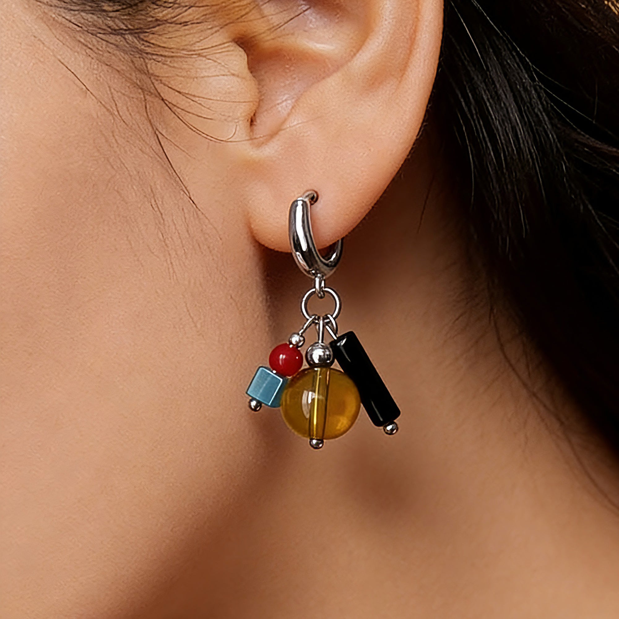 Cartoon retro jelly asymmetrical earrings