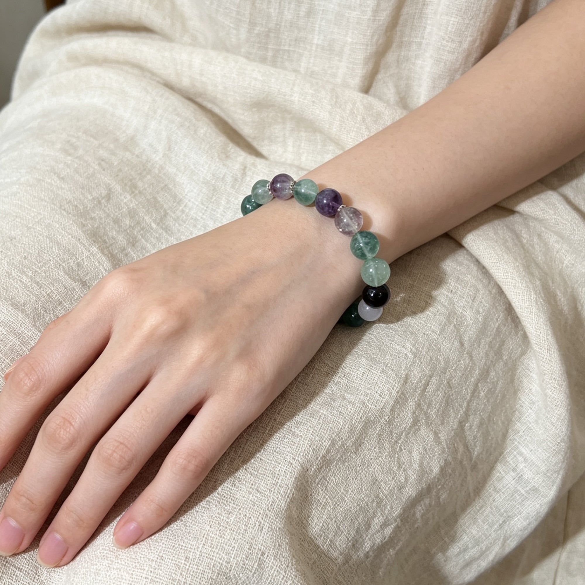 Natural Crystal & Colorful Fluorite Lucky Beaded Bracelet