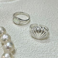 Silver Asymmetric Shell Stacking Rings