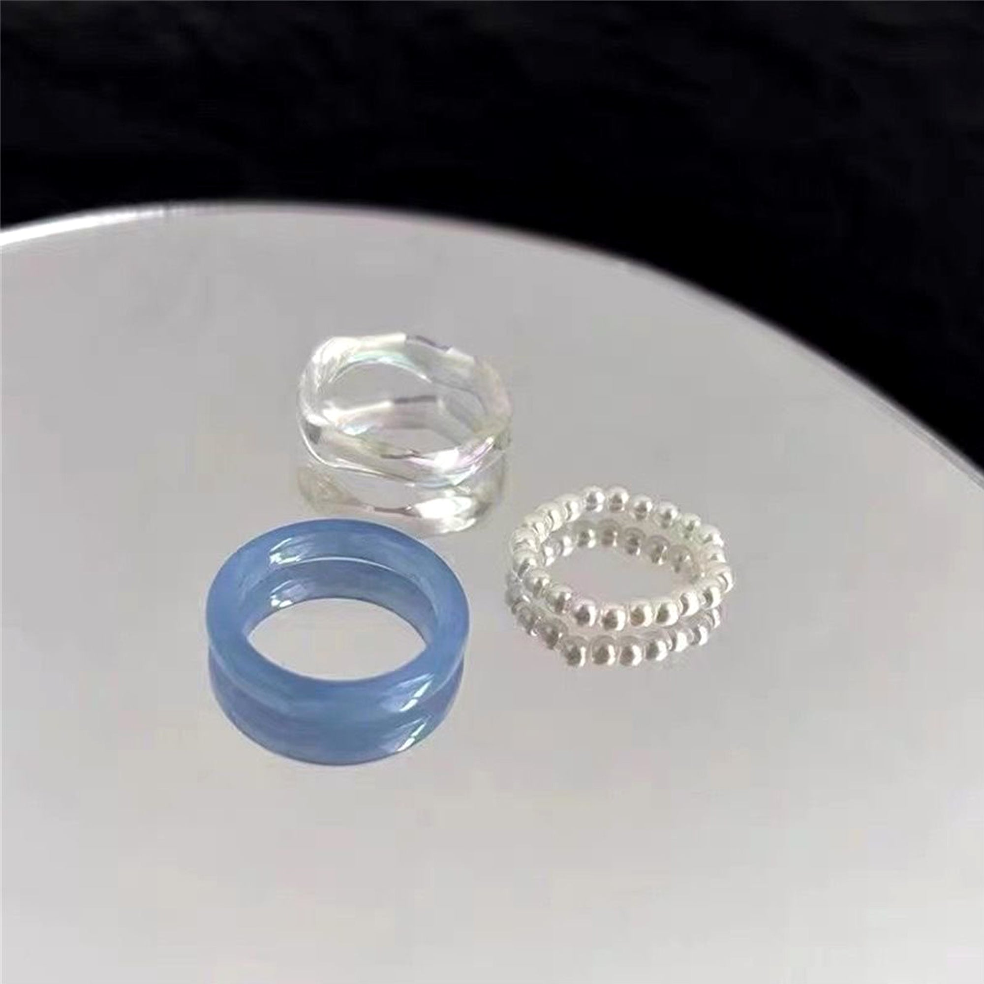 Lightweight Colorful Resin Chunky Ring Stacking Set