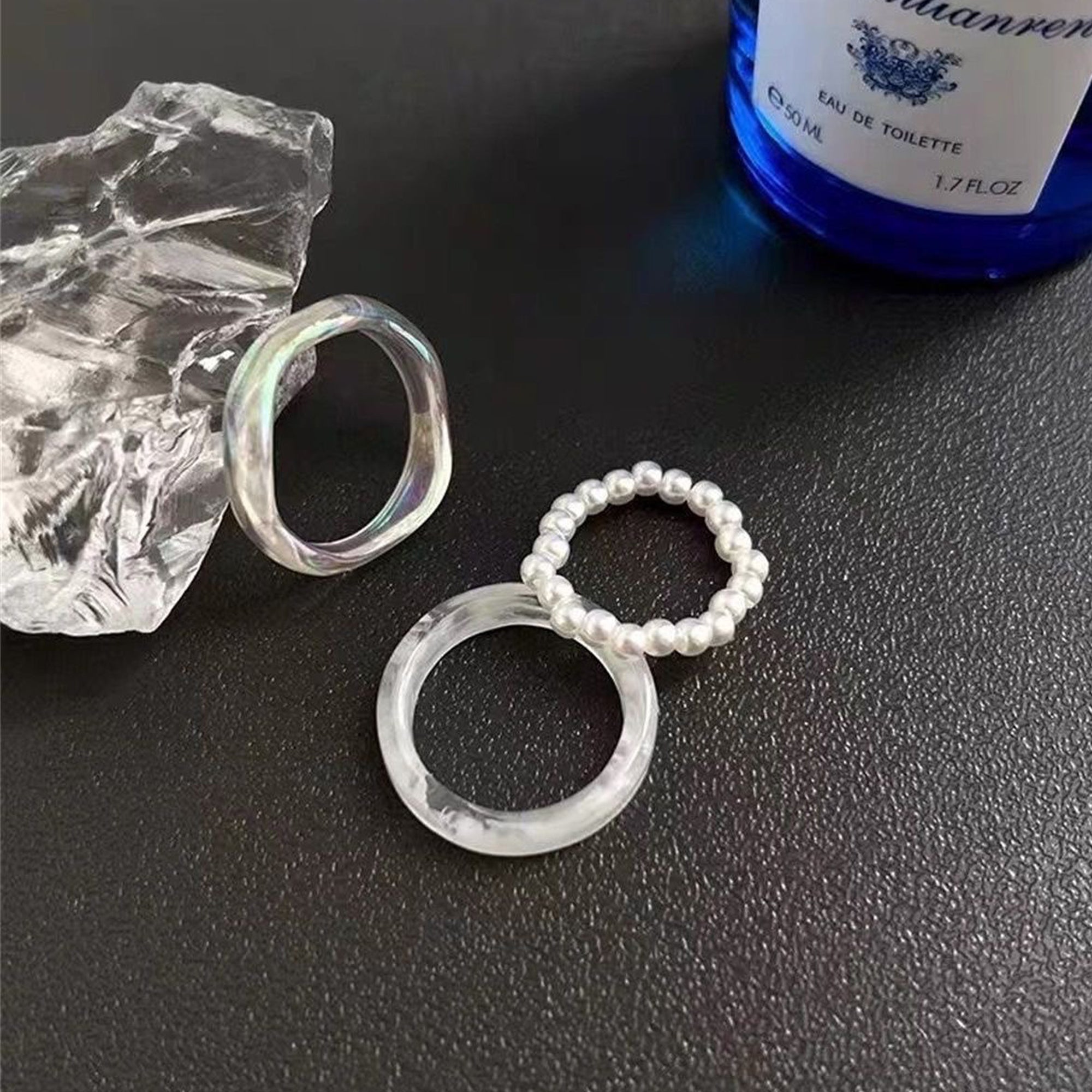 Lightweight Colorful Resin Chunky Ring Stacking Set